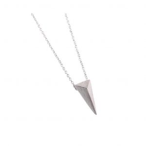 Rhodium Plate over Brass Triangle Necklace