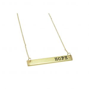 Gold Plated Brass HOPE Bar Necklace