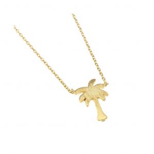Palm Tree Necklace 20 KT Gold Plate over Brass