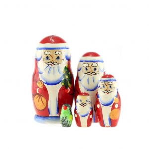 Authentic Russian Hand Painted Handmade Santa Nesting Dolls Set of 5 Pcs Matryoshkas 4