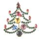 Czech Antique Style Crystal Christmas Tree Pin