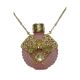 Czech Jeweled Decorative Pink Perfume Oil Bottle Holder Necklace/Pendant