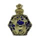 Czech Jeweled Decorative Gold Finish Dog Perfume Oil Bottle Holder-Blue
