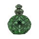 Czech Jeweled Decorative Green Christian Cross Perfume Oil Bottle Holder 