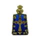 Beautiful Jeweled Decorative Blue Christian Cross Perfume Oil Bottle Holder 
