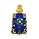 Czech Jeweled Decorative Christian Cross Perfume Oil Bottle Holder - Blue