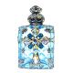 Czech Jeweled Decorative Lite Blue Christian Cross Perfume Oil Bottle Holder