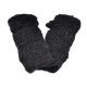 100% Wool Hand Warmers with Fleece Lining - Hand knit - Black