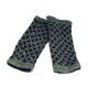 100% Wool Hand Warmers Fleece Lined Hand Knit Black-Gray