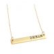 Gold Plated Brass DREAM Bar Necklace