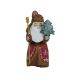Hand Carved and Painted Santa with Bag of Red Nesting Dolls holding Xmas Tree