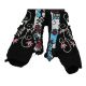 Cotton Floral Embroidered Hand Warmers Fingerless Gloves - Black