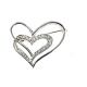 Double Heart Crystal Valentines Brooch Pin 