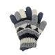 Hand Knitted Wool Gloves Fleece Lined - black & grey