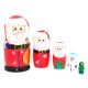 Russian Hand Painted Handmade Santa and Friends Nesting Dolls Set of 5 Pcs 