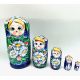 Hand Painted BLUE Floral Nesting Dolls Set of 5 Pcs Matryoshkas