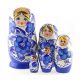 Russian Hand Painted Floral BLUE and WHITE Nesting Dolls 5 pcs Matryoshkas