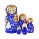 Authentic Russian Hand Painted Handmade Russian Blue Nesting Dolls Set of 5 Pc Matryoshkas 