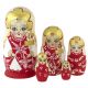 Authentic Russian Hand Painted Handmade Russian RED Nesting Dolls Set of 5 pcs