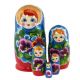 Hand Painted Floral Red and Blue Nesting Dolls Set of 5 Pcs Matryoshkas