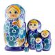 LARGE BLUE Floral Nesting Dolls Set of 5 Pcs Matryoshkas, 7 
