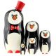 Authentic Russian Hand Painted Penguins Nesting Dolls Set of 5 Pc Matryoshkas 