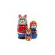 Hand Painted GREY Cats Kittens Nesting Dolls Set 3 pc 4.5