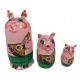 3 Pc Authentic Russian Hand Painted Pigs playing Madolin Nesting Dolls Matryoshkas