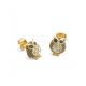 Owl Brass Stud Earrings Black Minimalist Geometric Genuine Gold Plated Hand Painted Jewelry