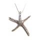 Sterling Silver Large CZ Sparkly Starfish Pendant Necklace